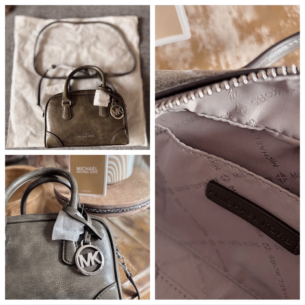 Michael Kors Thompson Embossed Leather Satchel Messenger - Olive NWT - Picture 10 of 12